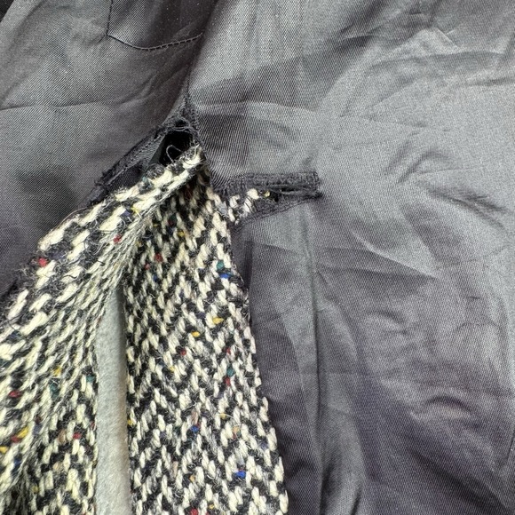 Vintage Jill Tweed Long Coat Women's Sz L Herringbone Wool Overcoat Made USA - Picture 10 of 16